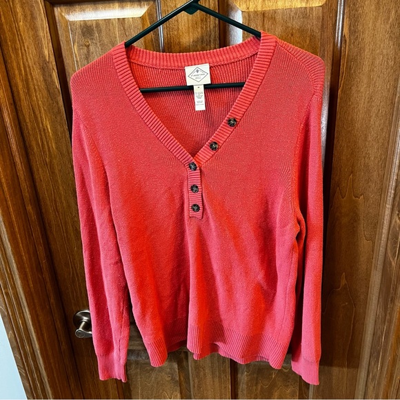 St. John's Bay Sweaters - Women’s St John’s Bay Cardigan Salmon Medium